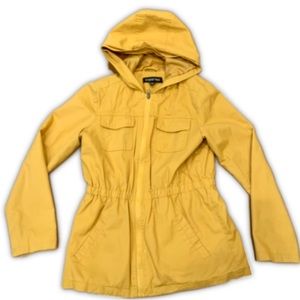 Paper Tee mustard yellow zip up hooded jacket with cinched waist